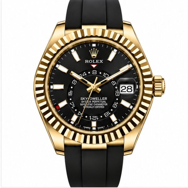 Sky Dweller Caucciù Oro Giallo Quadrante Nero ETA 2836.2