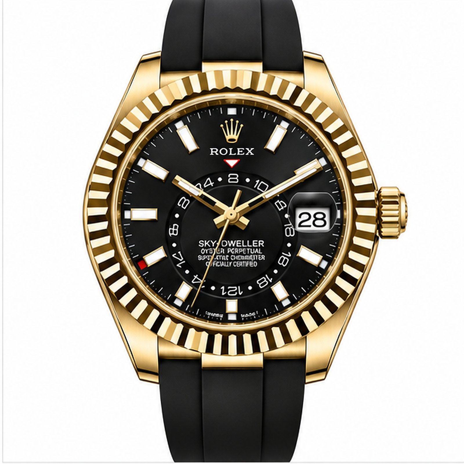 Sky Dweller Caucciù Oro Giallo Quadrante Nero ETA 2836.2