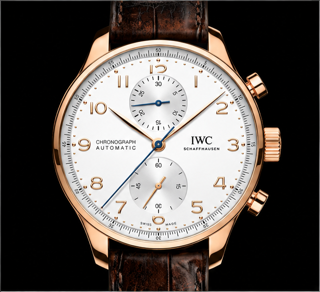 iwc portugieser chronograph oro rosa quadrante bianco
