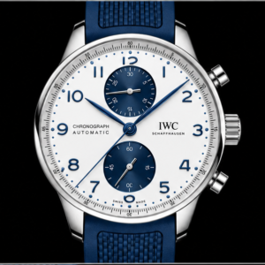 iwc portugieser chronograph quadrante bianco blu