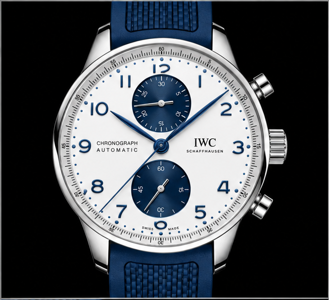 iwc portugieser chronograph quadrante bianco blu