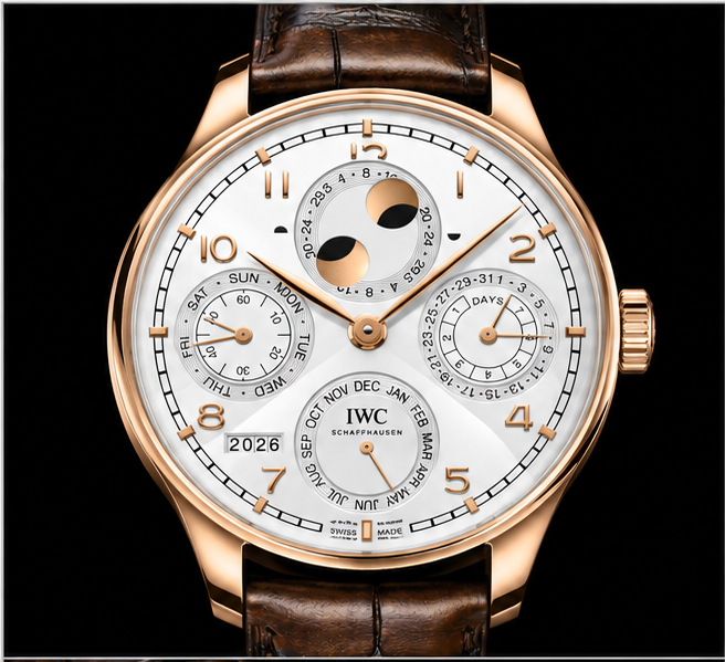 iwc portugieser perpetual calendar oro rosa quadrante bianco