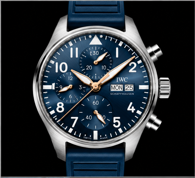 iwc pilot's watch chronograph quadrante blu cinturino blu