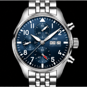iwc pilot's watch chronograph quadrante blu bracciale acciaio