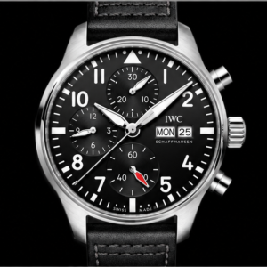 iwc pilot's watch chronograph quadrante nero cinturino nero