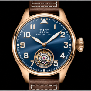 iwc big pilot's watch tourbillon oro rosa quadrante blu