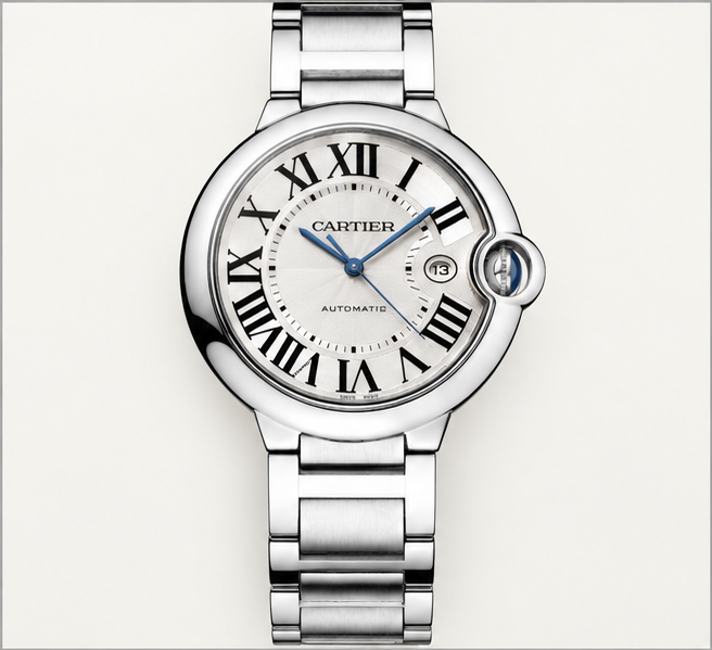 cartier ballon bleu automatic acciaio quadrante argento