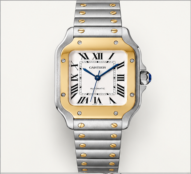 cartier santos bicolore automatico quadrante bianco