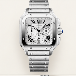 cartier santos chronograph automatico acciaio quadrante argento