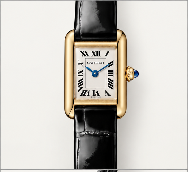 cartier tank louis oro giallo quadrante bianco cinturino nero