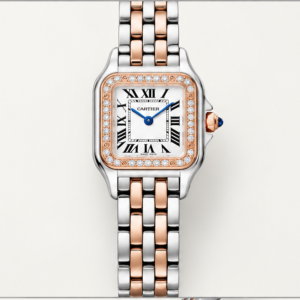 cartier panthère bicolore quadrante bianco con lunetta pietre