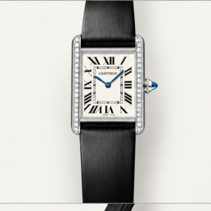 cartier tank cassa con pietre cinturino nero