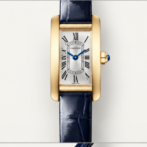 cartier tank allongée oro giallo cinturino blu