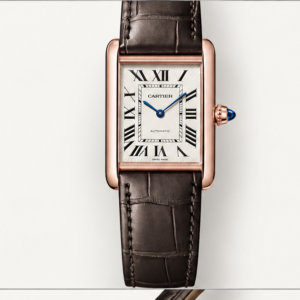 cartier tank louis cartier automatico oro rosa cinturino marrone