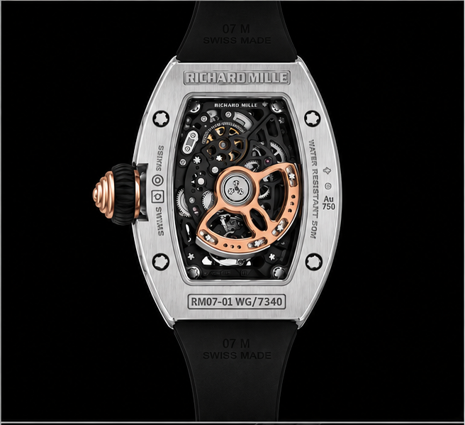 richard mille rm 07 01 automatic white gold cinturino nero