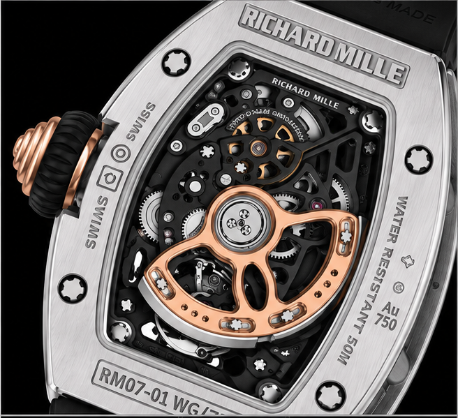 richard mille rm 07 01 automatic white gold cinturino nero