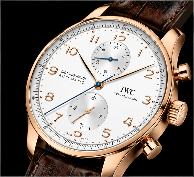iwc portugieser chronograph oro rosa quadrante bianco