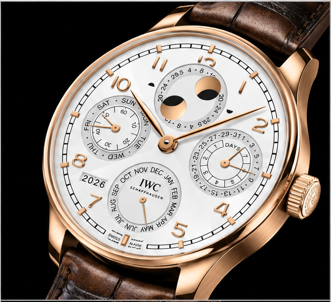 iwc portugieser perpetual calendar oro rosa quadrante bianco