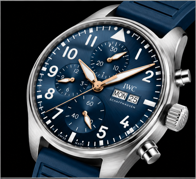 iwc pilot's watch chronograph quadrante blu cinturino blu