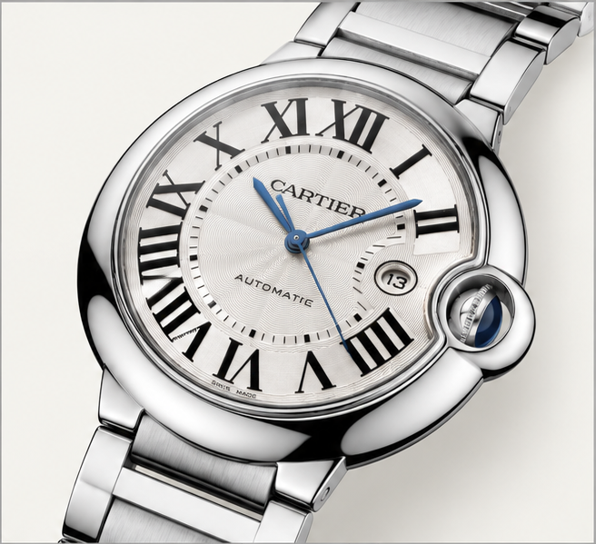 cartier ballon bleu automatic acciaio quadrante argento