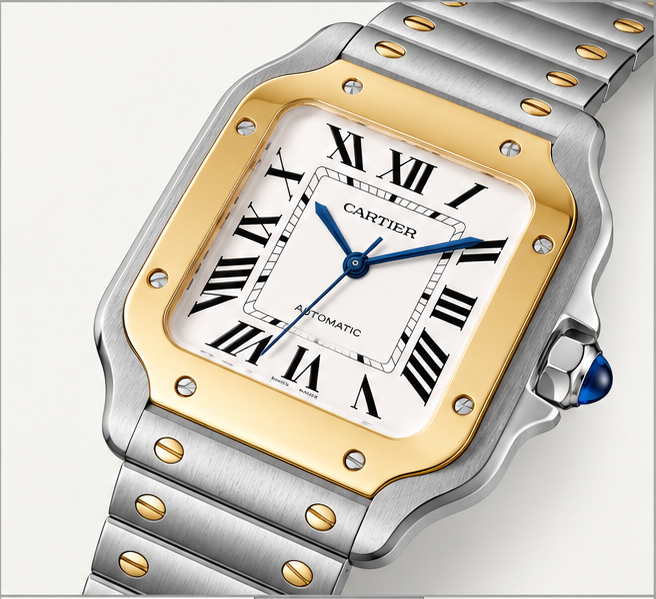 cartier santos bicolore automatico quadrante bianco