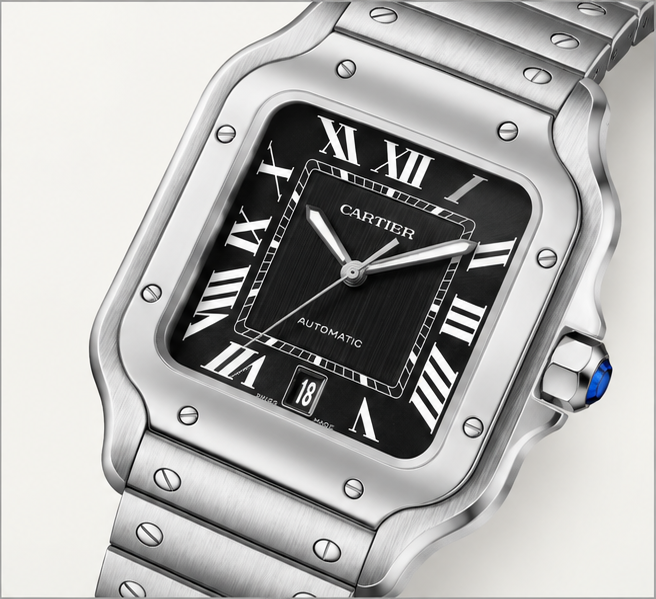 cartier santos automatico acciaio quadrante nero