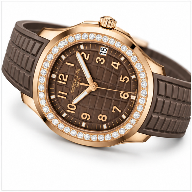 Patek Philippe Aquanaut Oro Rosa Diamanti Marrone - immagine 4