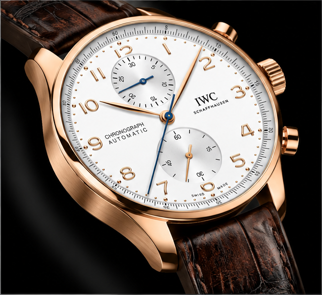 iwc portugieser chronograph oro rosa quadrante bianco