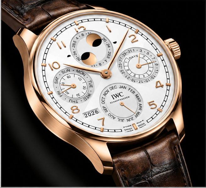 iwc portugieser perpetual calendar oro rosa quadrante bianco