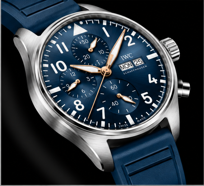 iwc pilot's watch chronograph quadrante blu cinturino blu
