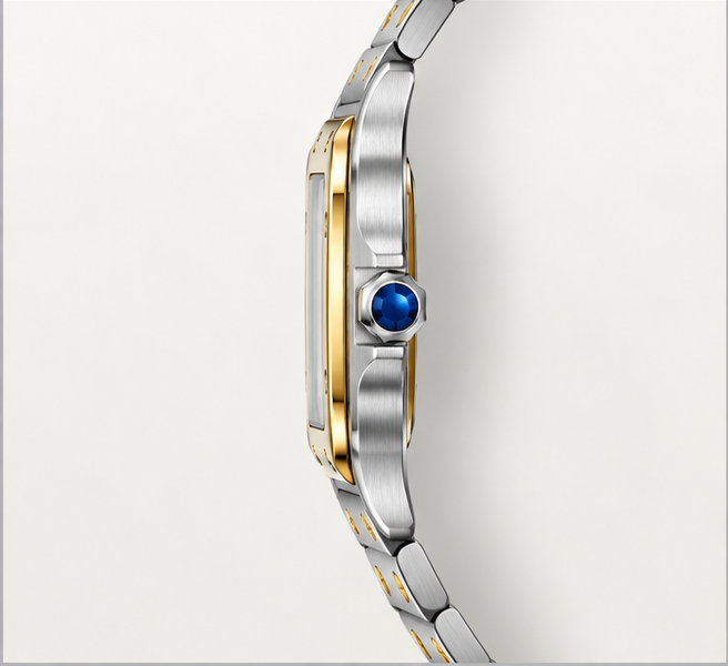 cartier santos bicolore acciaio e oro quadrante argentato