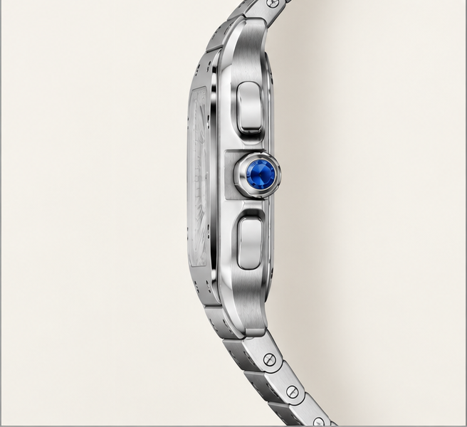 cartier santos chronograph automatico acciaio quadrante argento