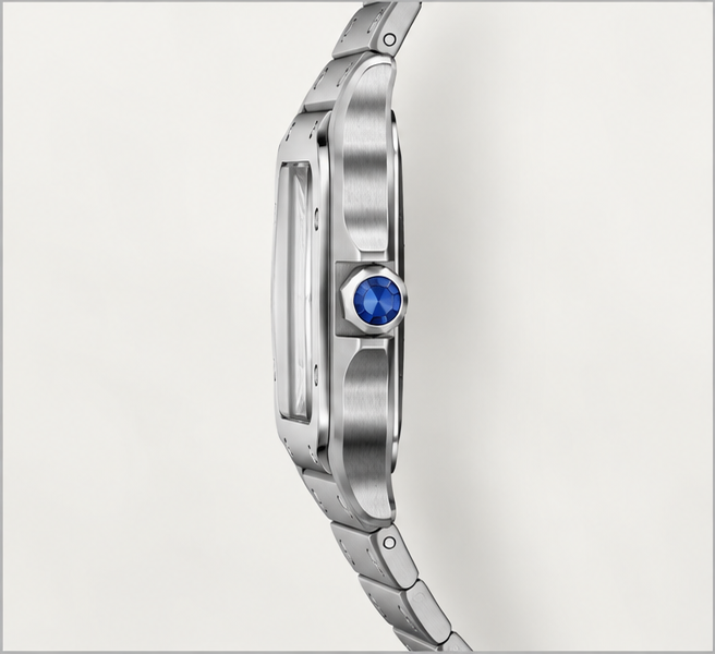 cartier santos automatico acciaio quadrante blu
