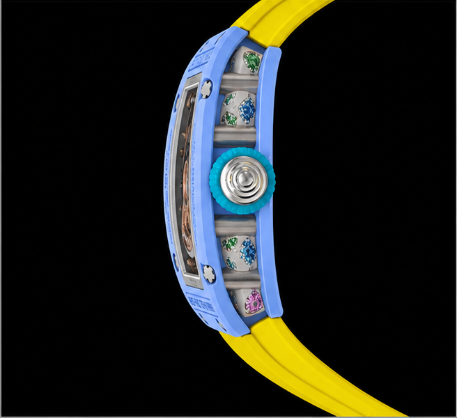 richard mille rm 07 01 coloured ceramics pastel blue cinturino giallo