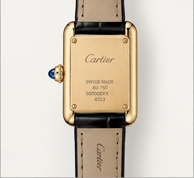 cartier tank louis oro giallo quadrante bianco cinturino nero