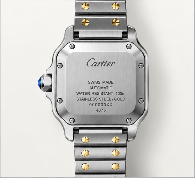 cartier santos bicolore acciaio e oro quadrante argentato