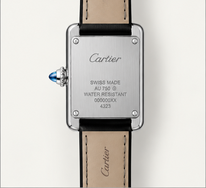 cartier tank cassa con pietre cinturino nero