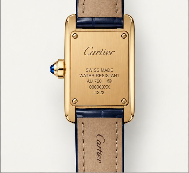 cartier tank allongée oro giallo cinturino blu