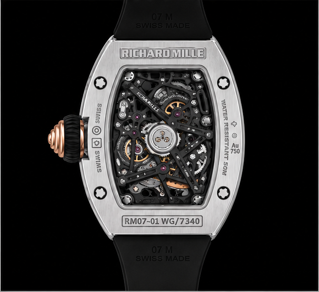 richard mille rm 07 01 automatic white gold cinturino nero