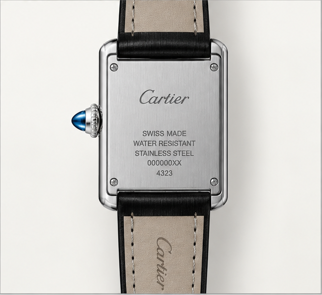 cartier tank diamanti cinturino nero quadrante argento