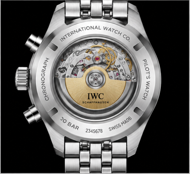 iwc pilot's watch chronograph quadrante verde bracciale acciaio