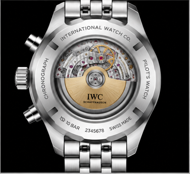 iwc pilot's watch chronograph quadrante blu bracciale acciaio