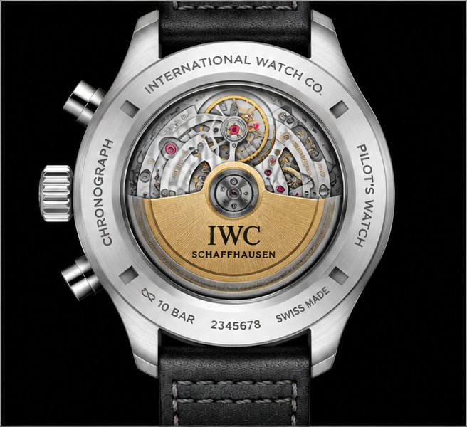 iwc pilot's watch chronograph quadrante nero cinturino nero