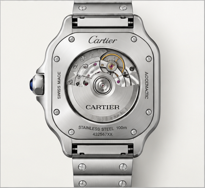 cartier santos automatico acciaio quadrante blu