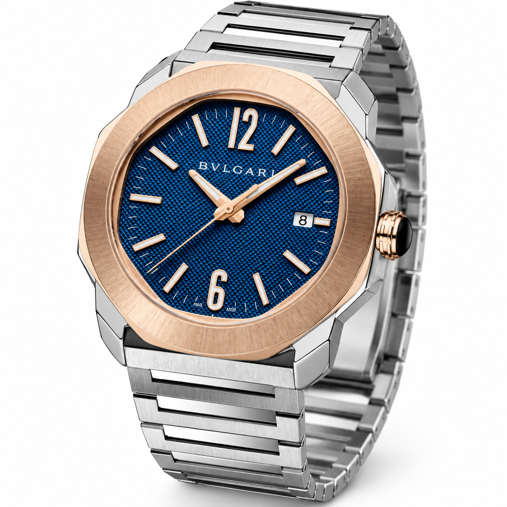 Bvlgari Octo Roma Automatic Acciaio Oro Rosa Quadrante Blu - immagine 2