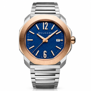 Bvlgari Octo Roma Automatic Acciaio Oro Rosa Quadrante Blu
