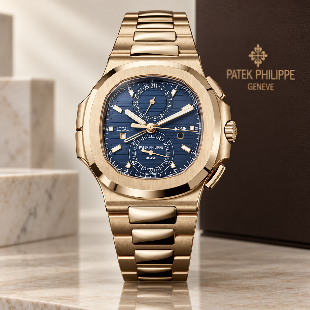 Patek Philippe Nautilus Oro Quadrante Blu Cronografo - immagine 2