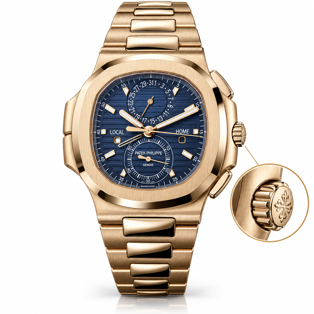 Patek Philippe Nautilus Oro Quadrante Blu Cronografo
