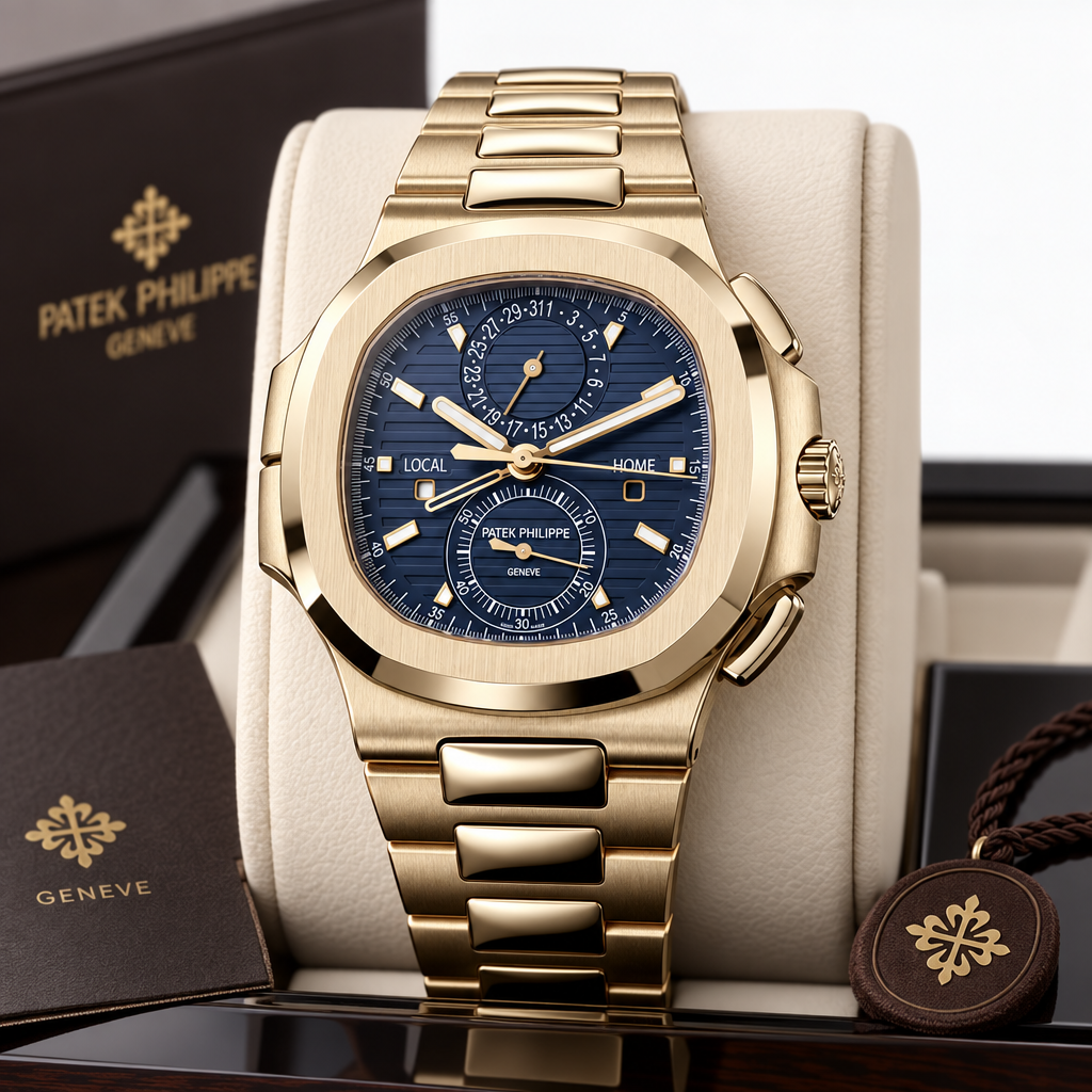 Patek Philippe Nautilus Oro Quadrante Blu Cronografo - immagine 4