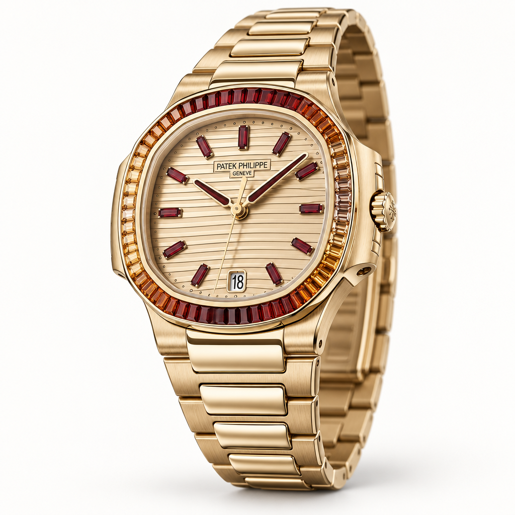 Patek Philippe Nautilus Oro con Lunetta Pietre